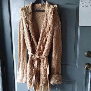Silvia Novelli Belted Fringe Cardigan sz L